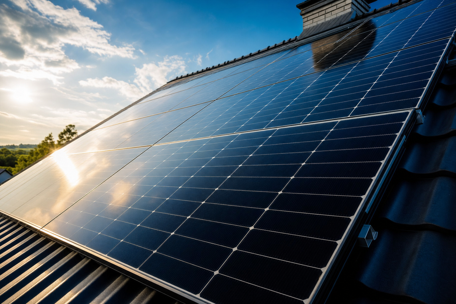 Detail of premium black monocrystalline solar panels